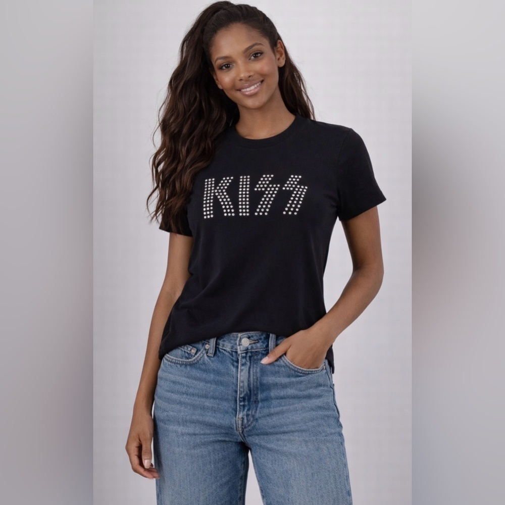 Black KISS Rhinestone Graphic Women's Tee - Picture 6 of 6